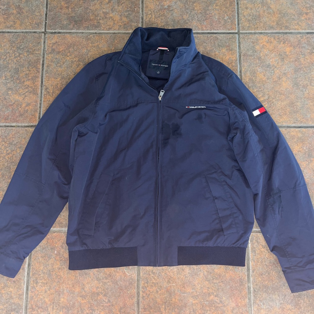 Tommy Hilfiger Men’s Navy Yacht Jacket Zip-Up New Condition- Large